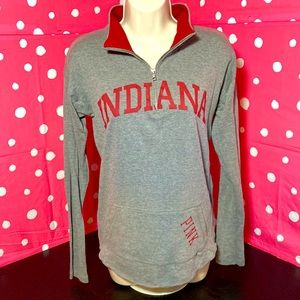 NWOT VS PINK INDIANA UNIVERSITY HOOSIERS 1/4 ZIP LONG SLEEVE